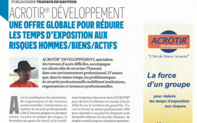 10/11/15 – Article du magazine  »Le Moniteur » : ACROTIR Développement, une offre globale pour réduire les temps d’expositions aux risques